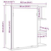 Produktbild för Badrumsspegelskåp Svart Ek 62,5 x 20,5 x 64 cm Konstruerat trä