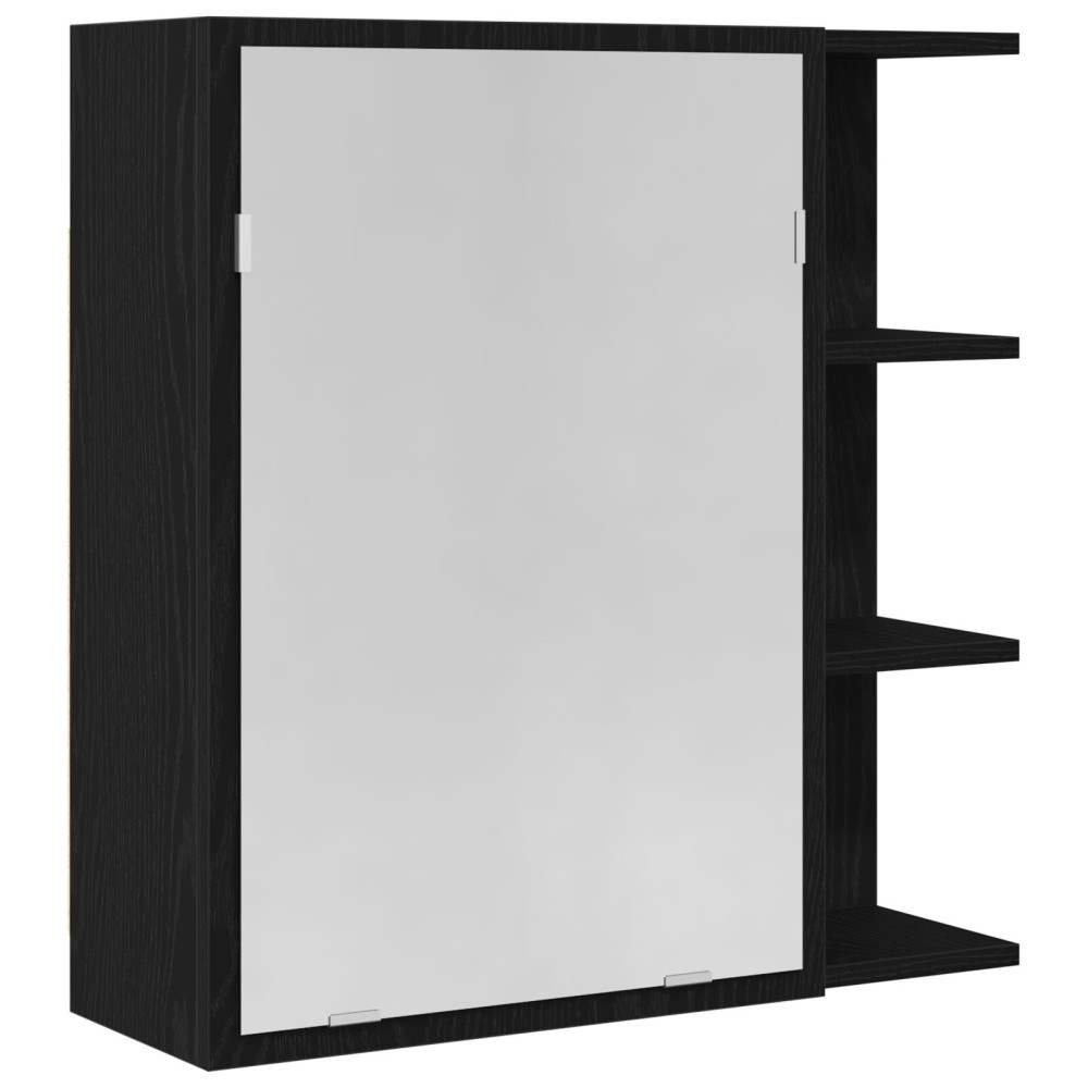 Produktbild för Badrumsspegelskåp Svart Ek 62,5 x 20,5 x 64 cm Konstruerat trä