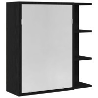 Produktbild för Badrumsspegelskåp Svart Ek 62,5 x 20,5 x 64 cm Konstruerat trä