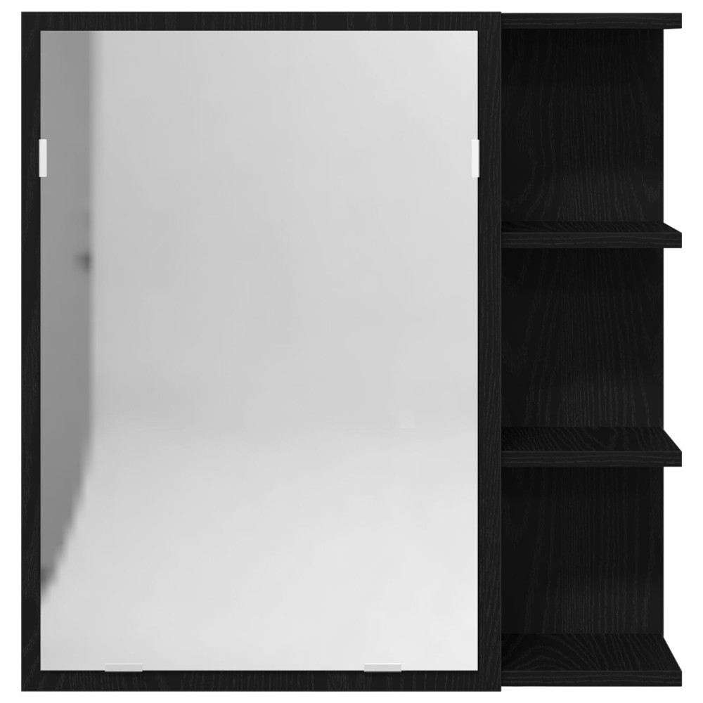 Produktbild för Badrumsspegelskåp Svart Ek 62,5 x 20,5 x 64 cm Konstruerat trä
