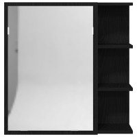 Produktbild för Badrumsspegelskåp Svart Ek 62,5 x 20,5 x 64 cm Konstruerat trä