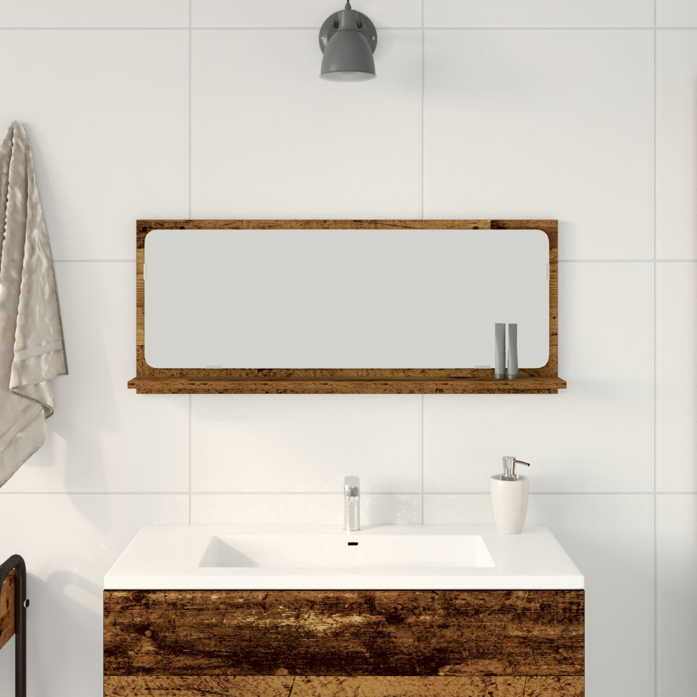 Produktbild för Spegelhylla Gammalt trä 90 x 10,5 x 37 cm Konstruerat trä