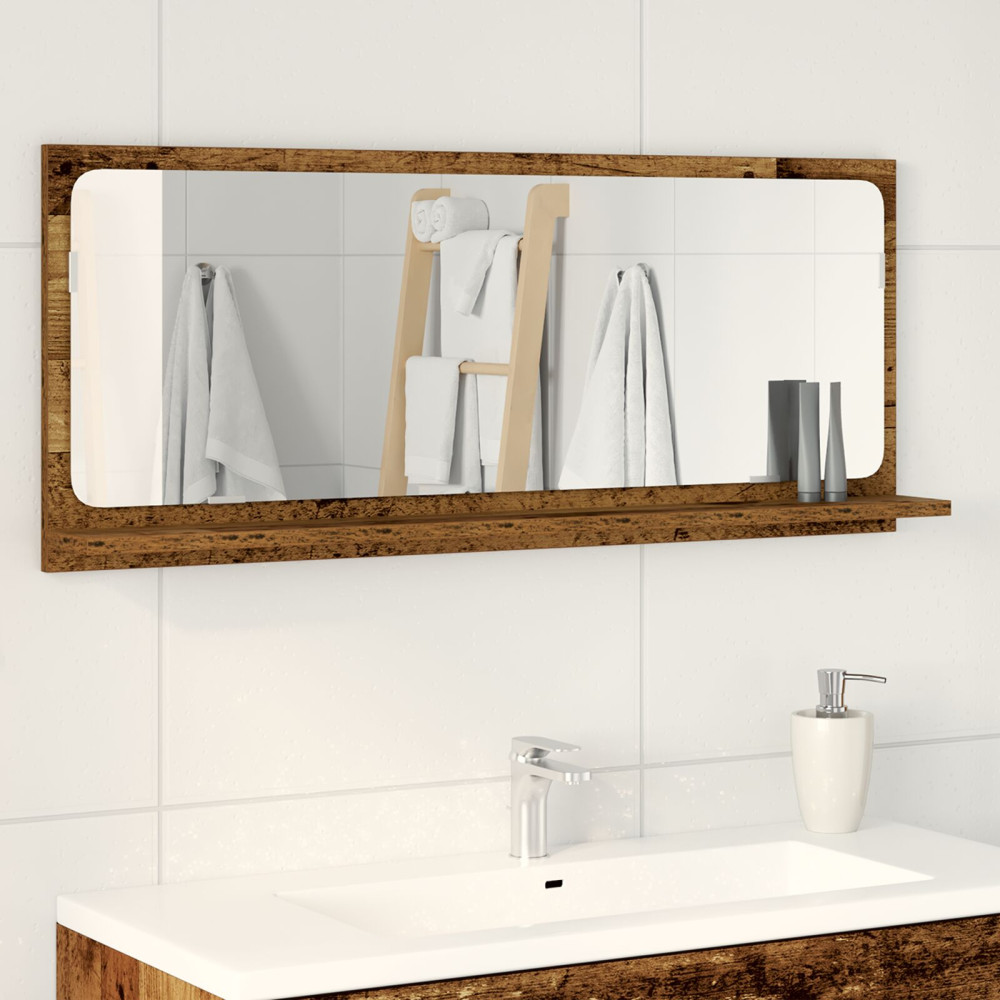 Produktbild för Spegelhylla Gammalt trä 90 x 10,5 x 37 cm Konstruerat trä