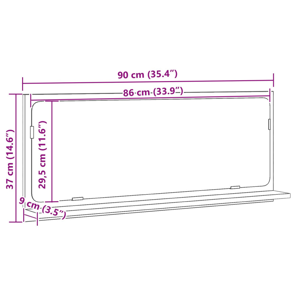 Produktbild för Spegelhylla Gammalt trä 90 x 10,5 x 37 cm Konstruerat trä