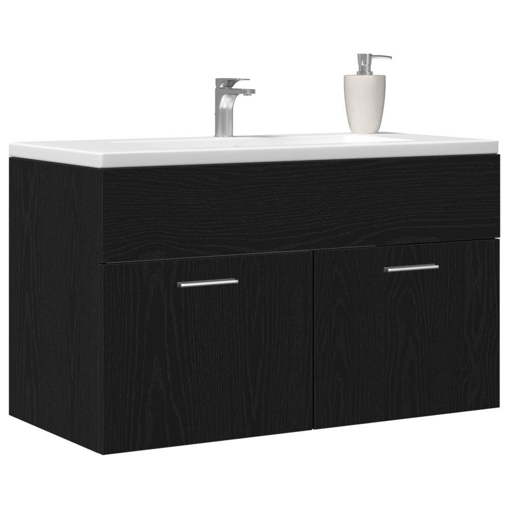 Produktbild för Diskbänksskåp Svart Ek 38,5 x 100 x 46 cm Konstruerat trä