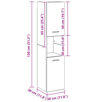 Produktbild för Badrumsskåp med hylla Svart Ek 30 x 30 x 130 cm Konstruerat trä