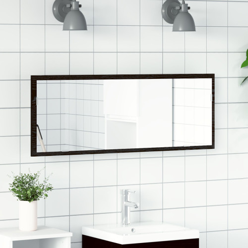 vidaXL LED Badrumsspegel Väggmonterad Svart Ek 100 x 8,5 x 37 cm Glas