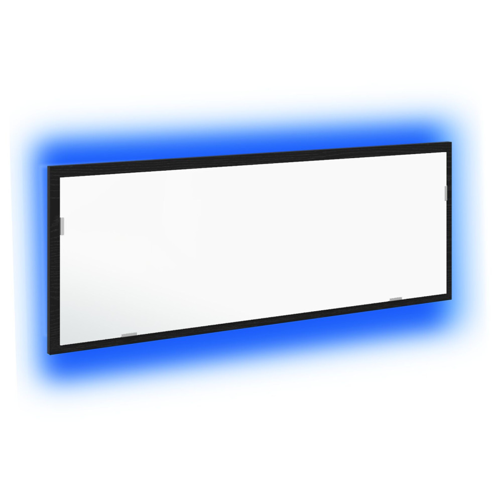 Produktbild för LED Badrumsspegel Väggmonterad Svart Ek 100 x 8,5 x 37 cm Glas