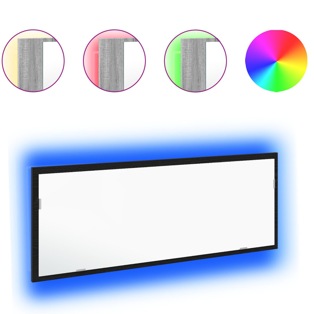 Produktbild för LED Badrumsspegel Väggmonterad Svart Ek 100 x 8,5 x 37 cm Glas