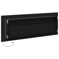 Produktbild för LED Badrumsspegel Väggmonterad Svart Ek 100 x 8,5 x 37 cm Glas