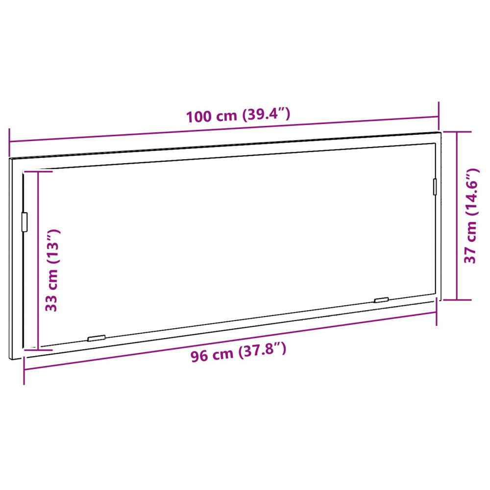 Produktbild för LED Badrumsspegel Väggmonterad Svart Ek 100 x 8,5 x 37 cm Glas