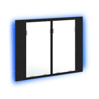 Produktbild för Badrumsspegelskåp Svart Ek 60 x 12 x 45 cm Konstruerat trä