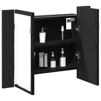 Produktbild för Badrumsspegelskåp Svart Ek 60 x 12 x 45 cm Konstruerat trä