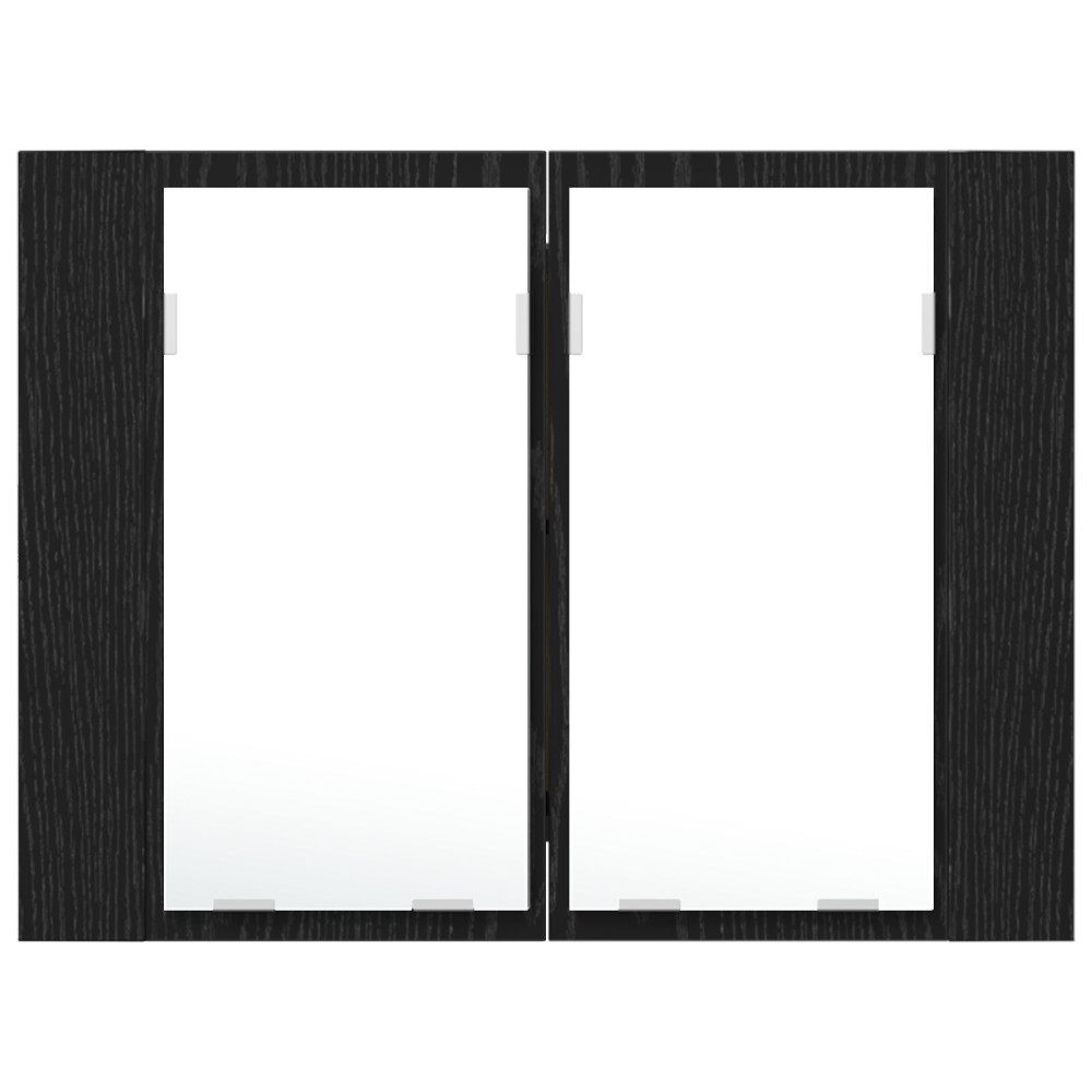Produktbild för Badrumsspegelskåp Svart Ek 60 x 12 x 45 cm Konstruerat trä