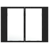 Produktbild för Badrumsspegelskåp Svart Ek 60 x 12 x 45 cm Konstruerat trä