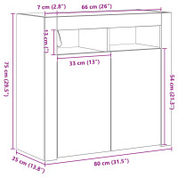 Produktbild för Sideboard Svart Ek 80 x 35 x 75 cm Konstruerat trä