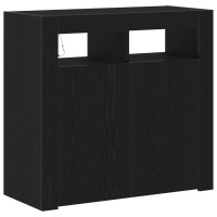 Produktbild för Sideboard Svart Ek 80 x 35 x 75 cm Konstruerat trä