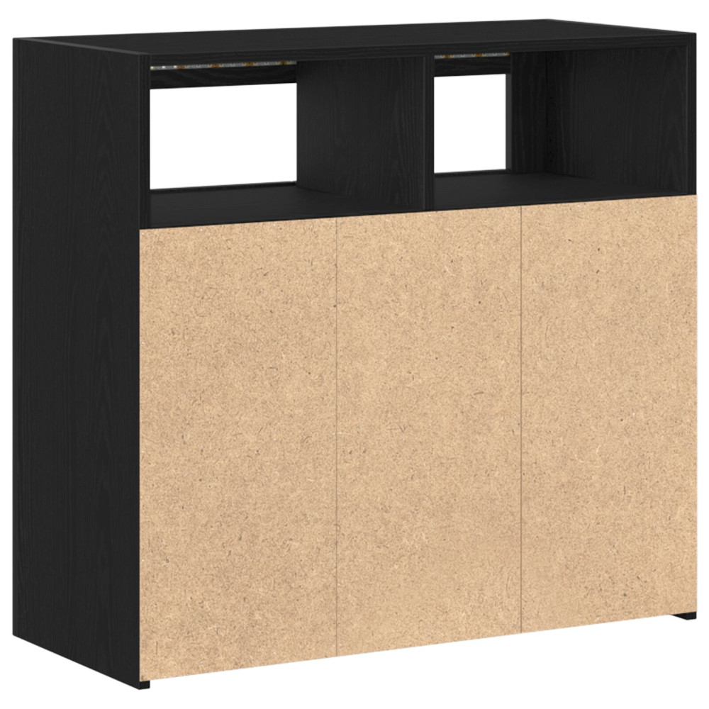 Produktbild för Sideboard Svart Ek 80 x 35 x 75 cm Konstruerat trä