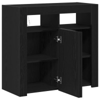 Produktbild för Sideboard Svart Ek 80 x 35 x 75 cm Konstruerat trä