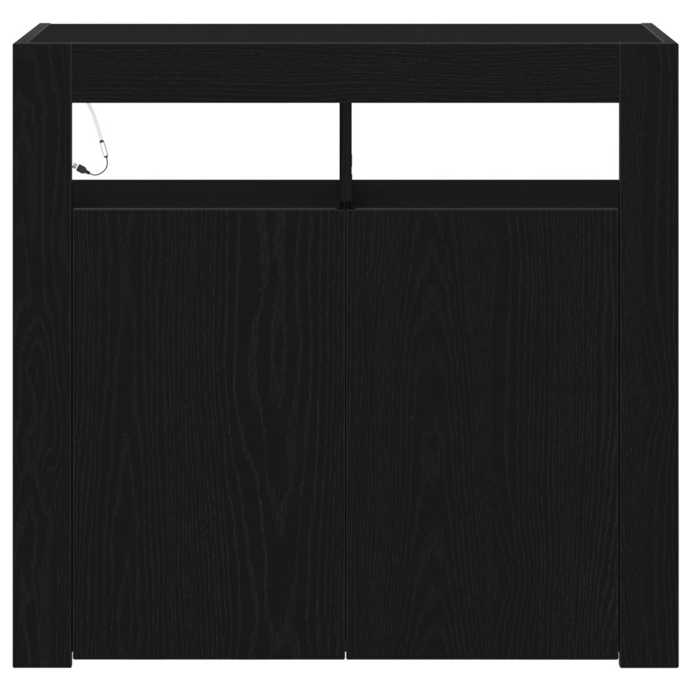 Produktbild för Sideboard Svart Ek 80 x 35 x 75 cm Konstruerat trä