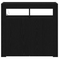 Produktbild för Sideboard Svart Ek 80 x 35 x 75 cm Konstruerat trä