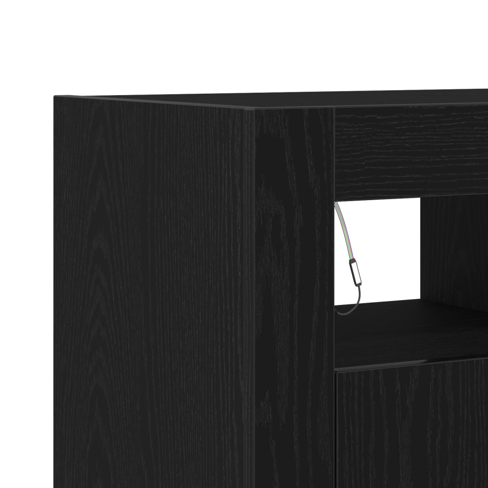 Produktbild för Sideboard Svart Ek 80 x 35 x 75 cm Konstruerat trä