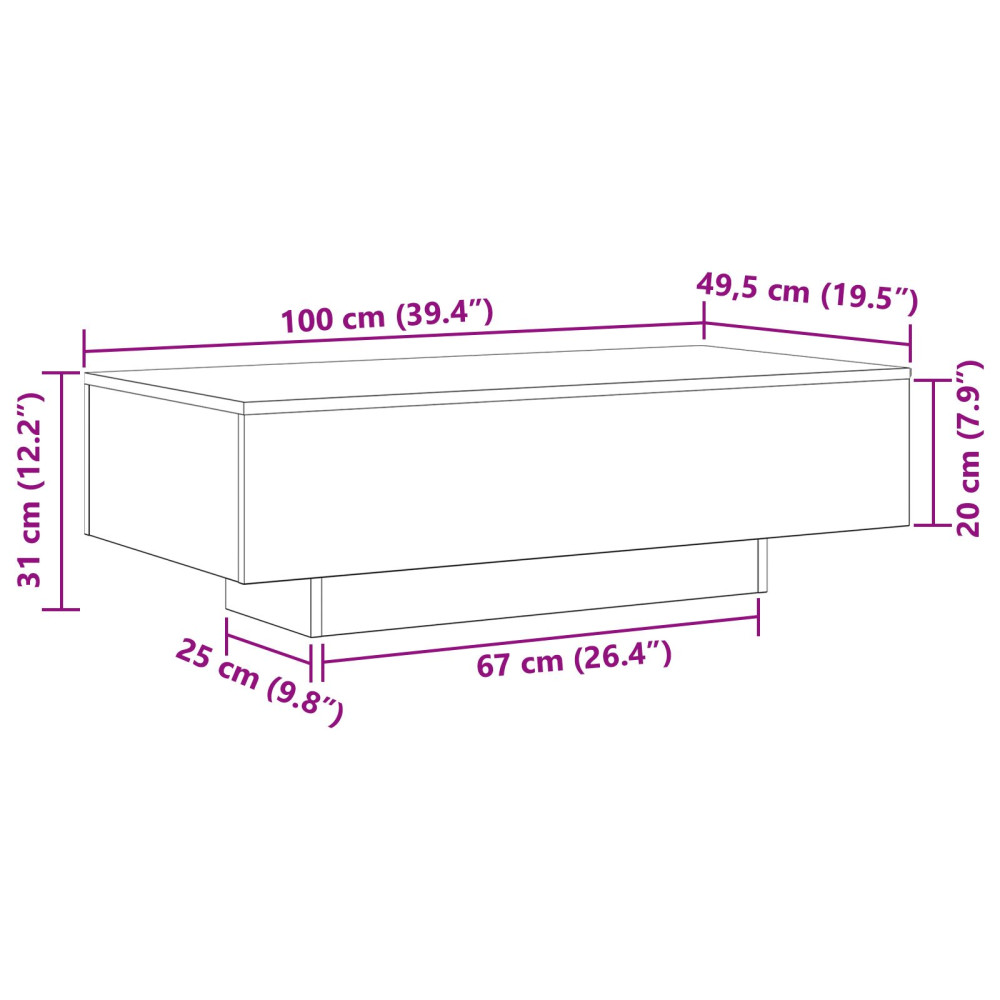 Produktbild för Kaffeebord Svart Ek 100 x 49,5 x 31 cm Konstruerat trä