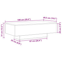 Produktbild för Kaffeebord Svart Ek 100 x 49,5 x 31 cm Konstruerat trä