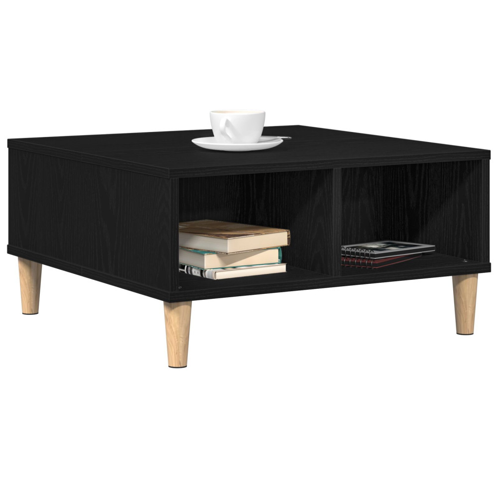 Produktbild för Kaffeebord Svart Ek 60 x 60 x 30 cm Konstruerat trä