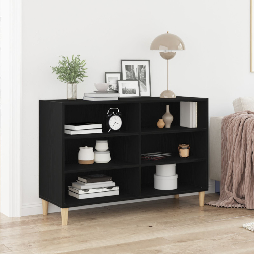 Produktbild för Sideboard Svart Ek 103,5 x 35 x 70 cm Konstruerat trä