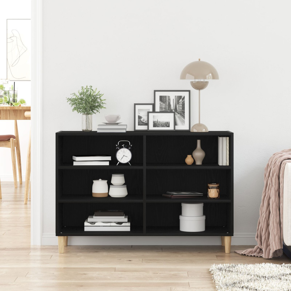 Produktbild för Sideboard Svart Ek 103,5 x 35 x 70 cm Konstruerat trä