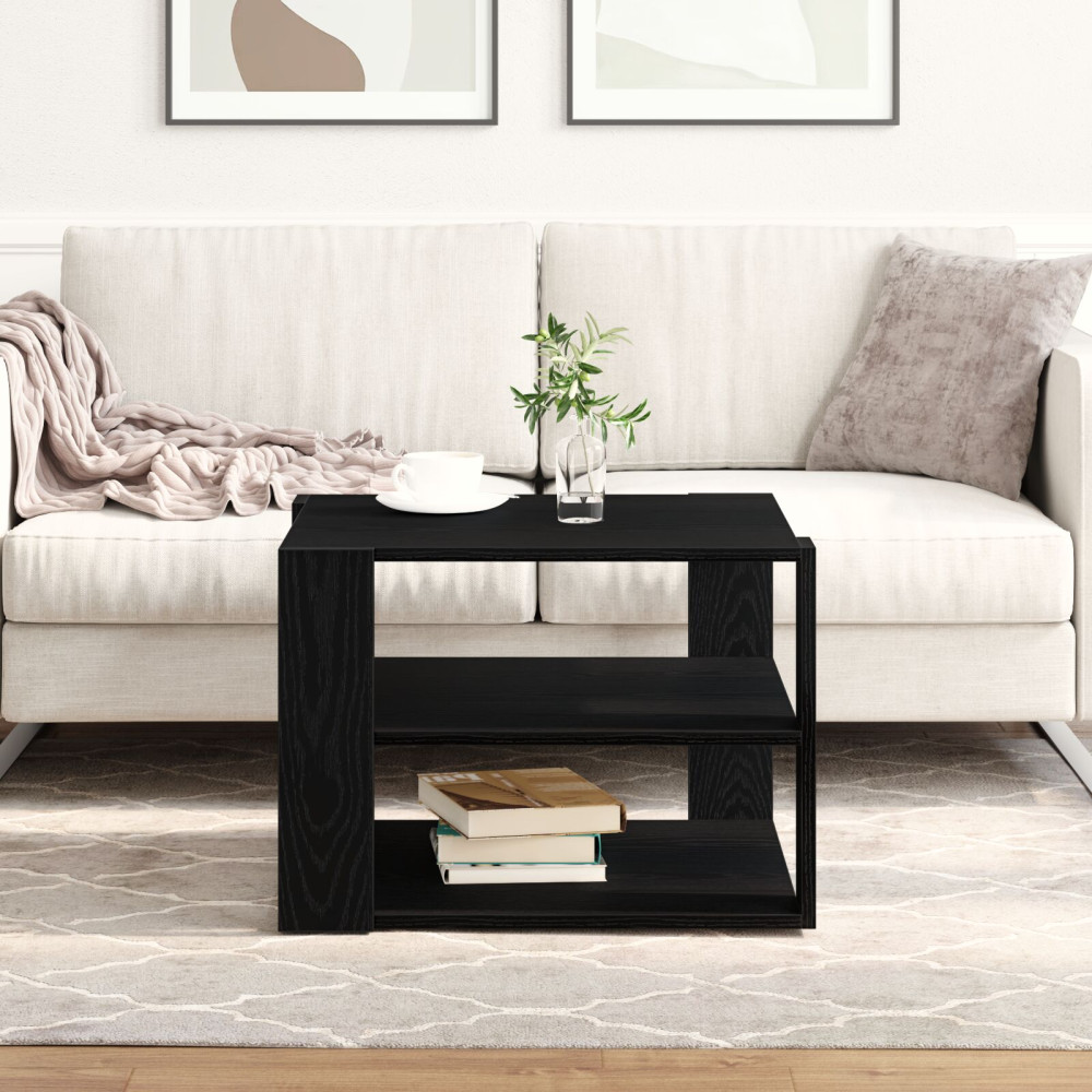 Produktbild för Kaffeebord Svart Ek 58 x 58 x 40 cm Konstruerat trä