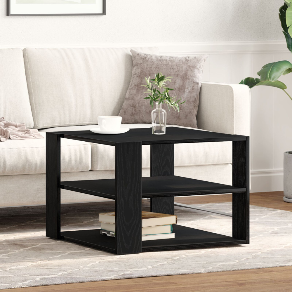 Produktbild för Kaffeebord Svart Ek 58 x 58 x 40 cm Konstruerat trä