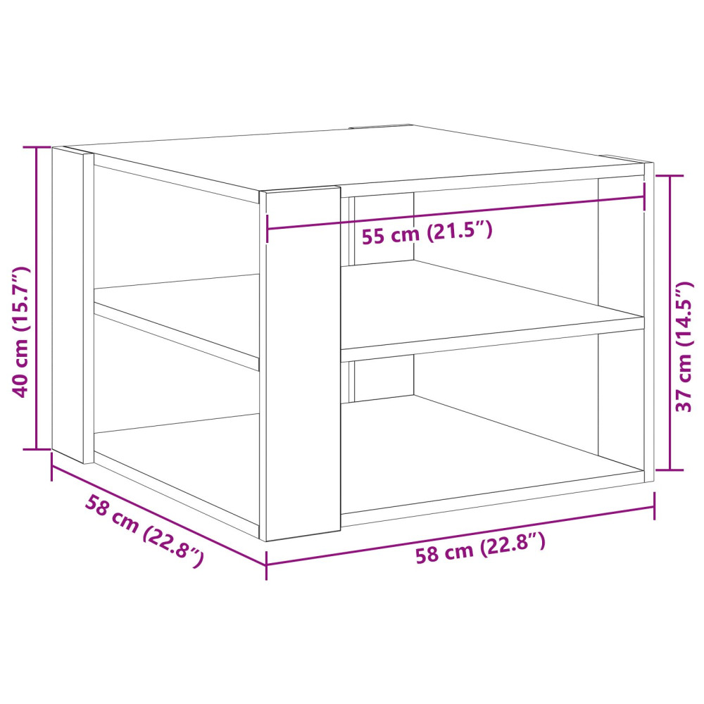 Produktbild för Kaffeebord Svart Ek 58 x 58 x 40 cm Konstruerat trä