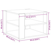 Produktbild för Kaffeebord Svart Ek 58 x 58 x 40 cm Konstruerat trä