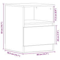 Produktbild för Nattduksbord 2 pcs Svart Ek 40 x 40 x 50 cm Konstruerat trä