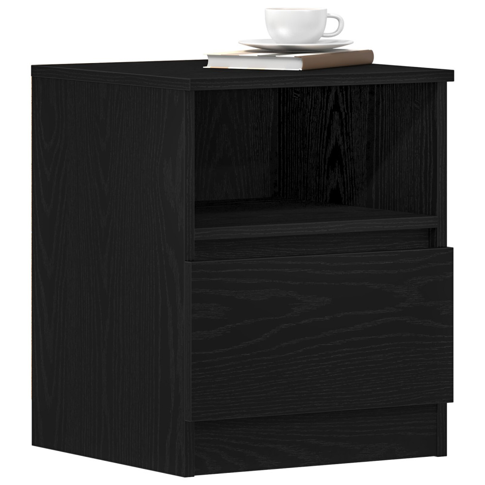 Produktbild för Nattduksbord 2 pcs Svart Ek 40 x 40 x 50 cm Konstruerat trä