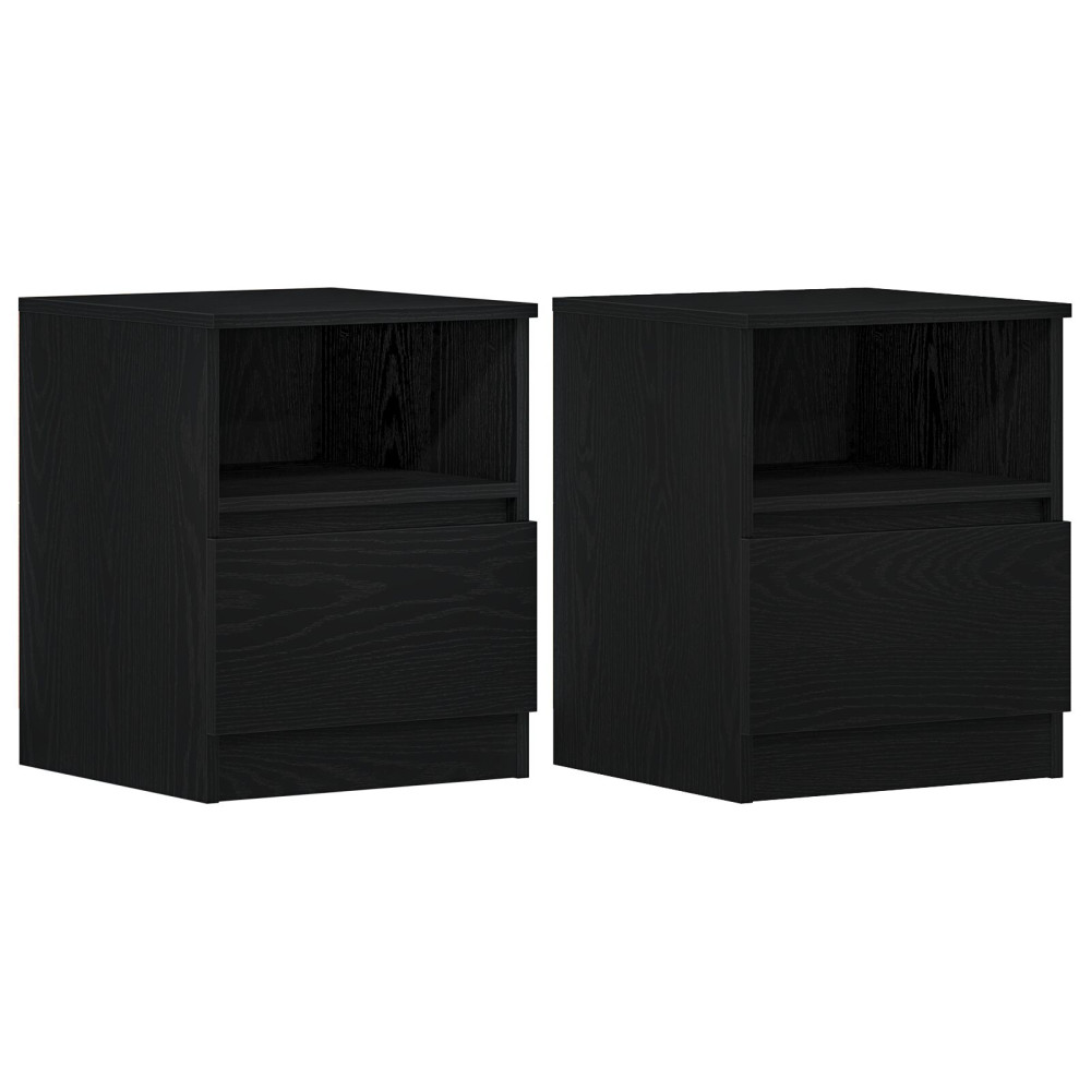 Produktbild för Nattduksbord 2 pcs Svart Ek 40 x 40 x 50 cm Konstruerat trä