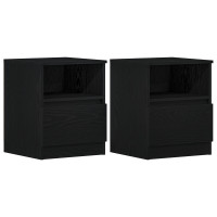 Produktbild för Nattduksbord 2 pcs Svart Ek 40 x 40 x 50 cm Konstruerat trä
