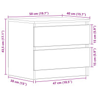 Produktbild för Nattduksbord 2 pcs Svart Ek 50 x 40 x 43,5 cm Konstruerat trä