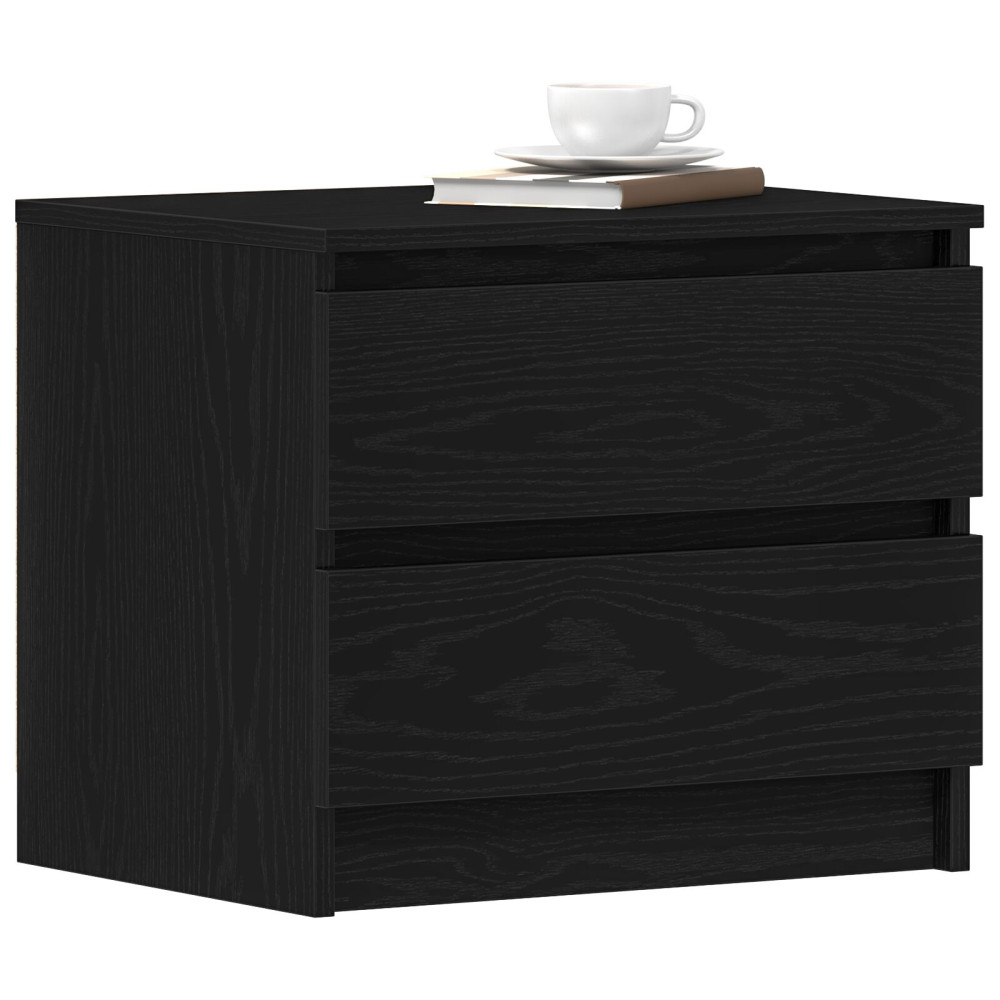 Produktbild för Nattduksbord 2 pcs Svart Ek 50 x 40 x 43,5 cm Konstruerat trä
