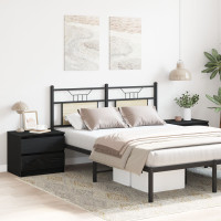 Produktbild för Nattduksbord 2 pcs Svart Ek 50 x 40 x 43,5 cm Konstruerat trä