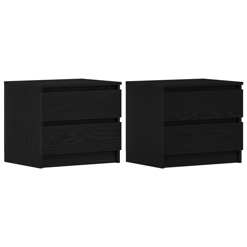 Produktbild för Nattduksbord 2 pcs Svart Ek 50 x 40 x 43,5 cm Konstruerat trä