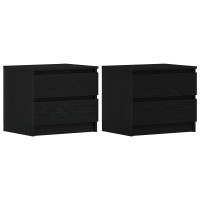 Produktbild för Nattduksbord 2 pcs Svart Ek 50 x 40 x 43,5 cm Konstruerat trä