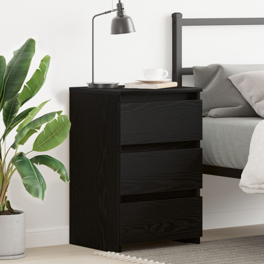Produktbild för Nattduksbord Svart Ek 40 x 35 x 62,5 cm Konstruerat trä