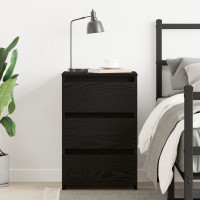 Produktbild för Nattduksbord Svart Ek 40 x 35 x 62,5 cm Konstruerat trä