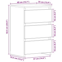 Produktbild för Nattduksbord 2 pcs Svart Ek 40 x 35 x 62,5 cm Konstruerat trä