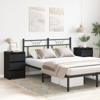 Produktbild för Nattduksbord 2 pcs Svart Ek 40 x 35 x 62,5 cm Konstruerat trä