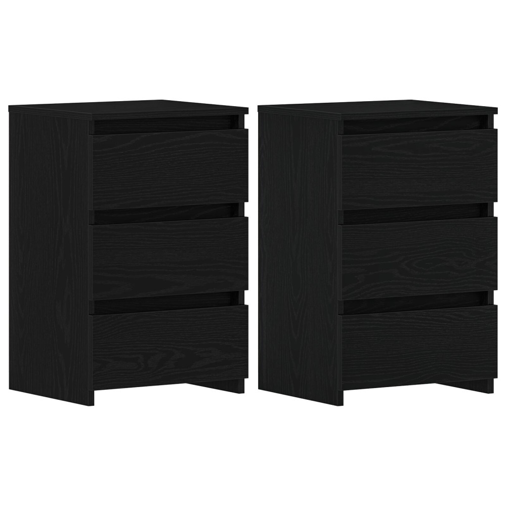 Produktbild för Nattduksbord 2 pcs Svart Ek 40 x 35 x 62,5 cm Konstruerat trä