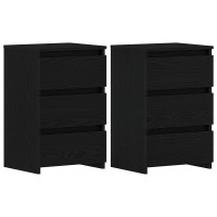 Produktbild för Nattduksbord 2 pcs Svart Ek 40 x 35 x 62,5 cm Konstruerat trä